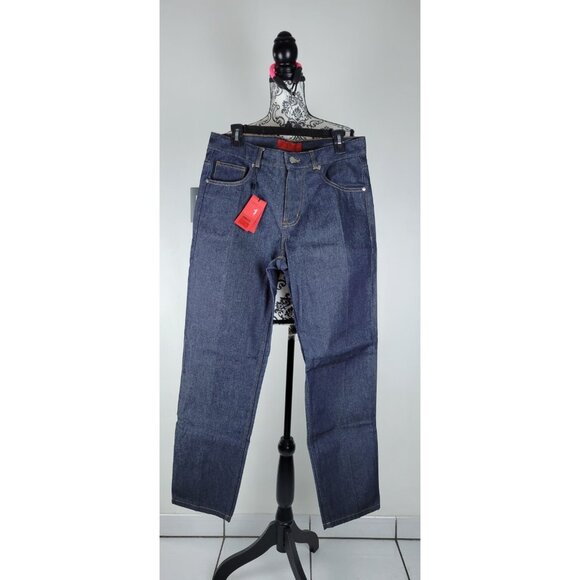 NWT Carolina Herrera Mens Dark Wash  Denim Straight Leg Jeans 32 - Picture 1 of 14